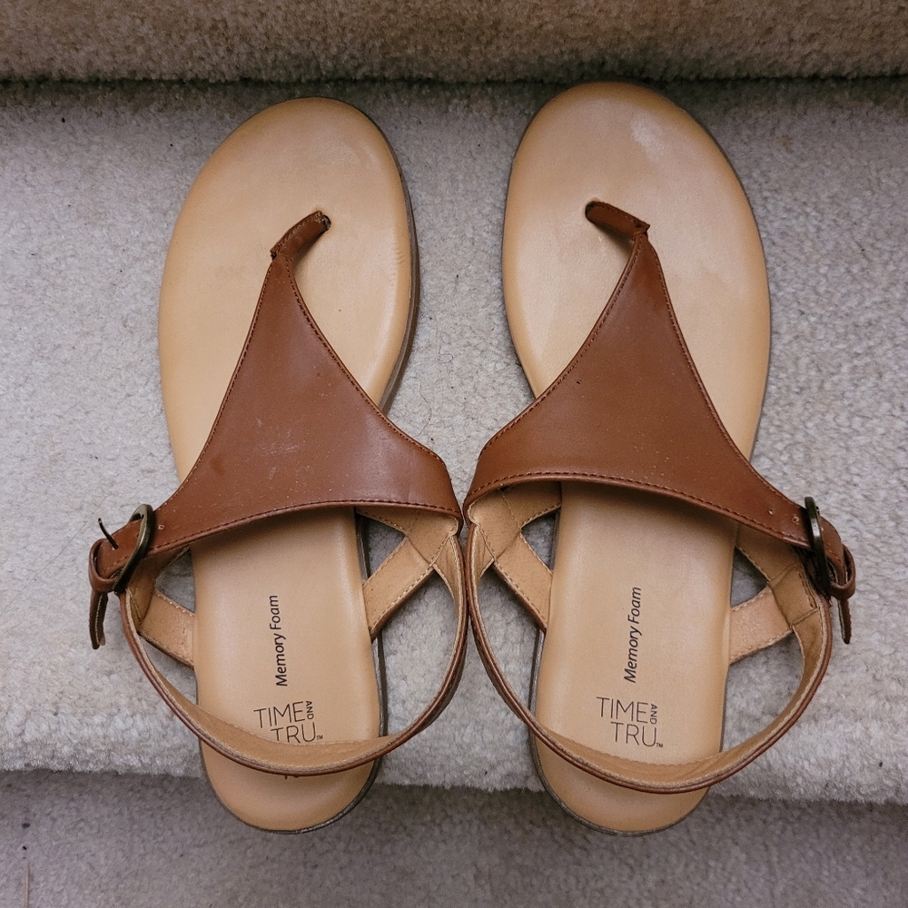Time and Tru Tan Sandals Minimalist Design